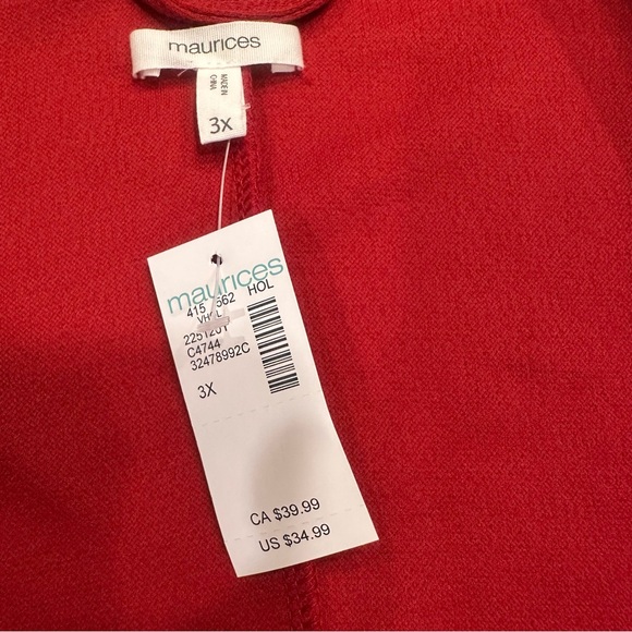 NWT Maurice’s Bright Red Blazer Jacket Open Front  Rucked Long Sleeve Size 3XL - Picture 3 of 10